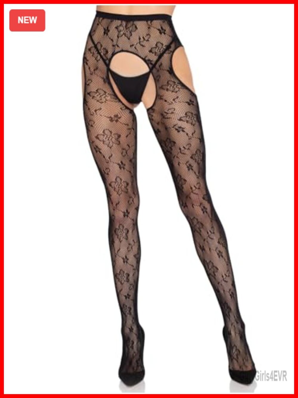 Lace Tights Open Crotch Suspender Floral Net Stretch Pantyhose
